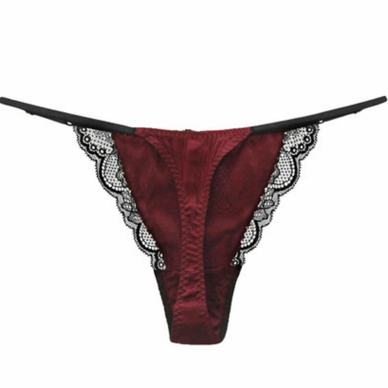 100% pure REAL SILK women PANTIES high quality Red Sexy LACE ladies thong G-string TANGA calcinha briefs underwear hipster